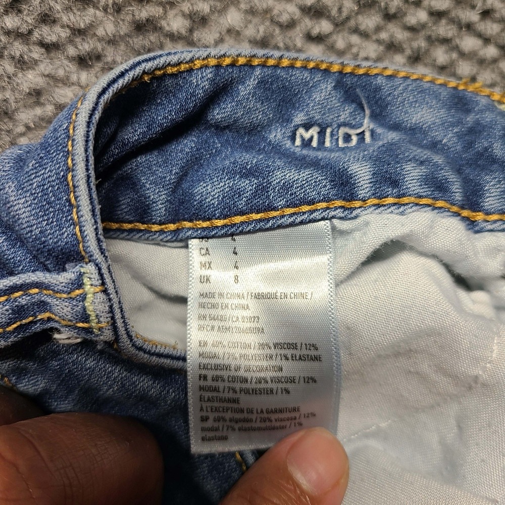Y2k American Eagle Midi Shortie Distressed Cuffed Stretch Micro Shorts Sz 4 - Picture 11 of 16